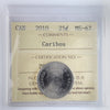 2010 Caribou Canada 25-cents ICCS Certified MS67