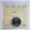 2010 Poppy Canada 25-cents ICCS Certified MS67