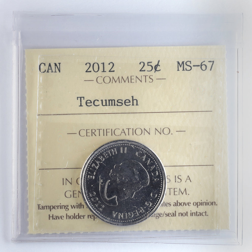 2012 Tecuseh Canada 25-cents ICCS Certified MS67