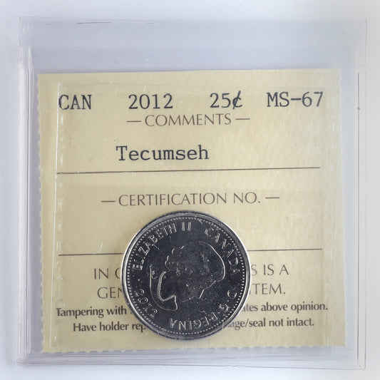 2012 Tecuseh Canada 25-cents ICCS Certified MS67