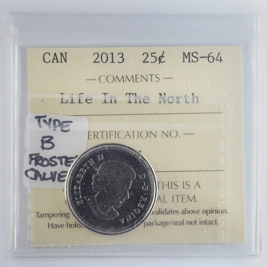 2013 Frosted Calves (Type B) Life in the North Canada 25-cents ICCS Certified MS64