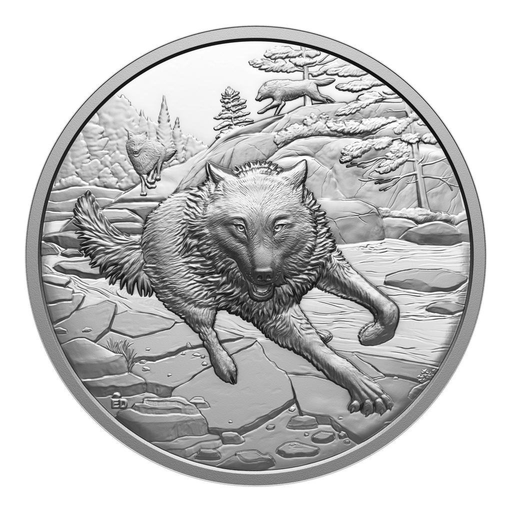 2025 Canada $20 Great Hunters: Grey Wolf Ultra-High Relief Fine Silver Coin (No Tax)