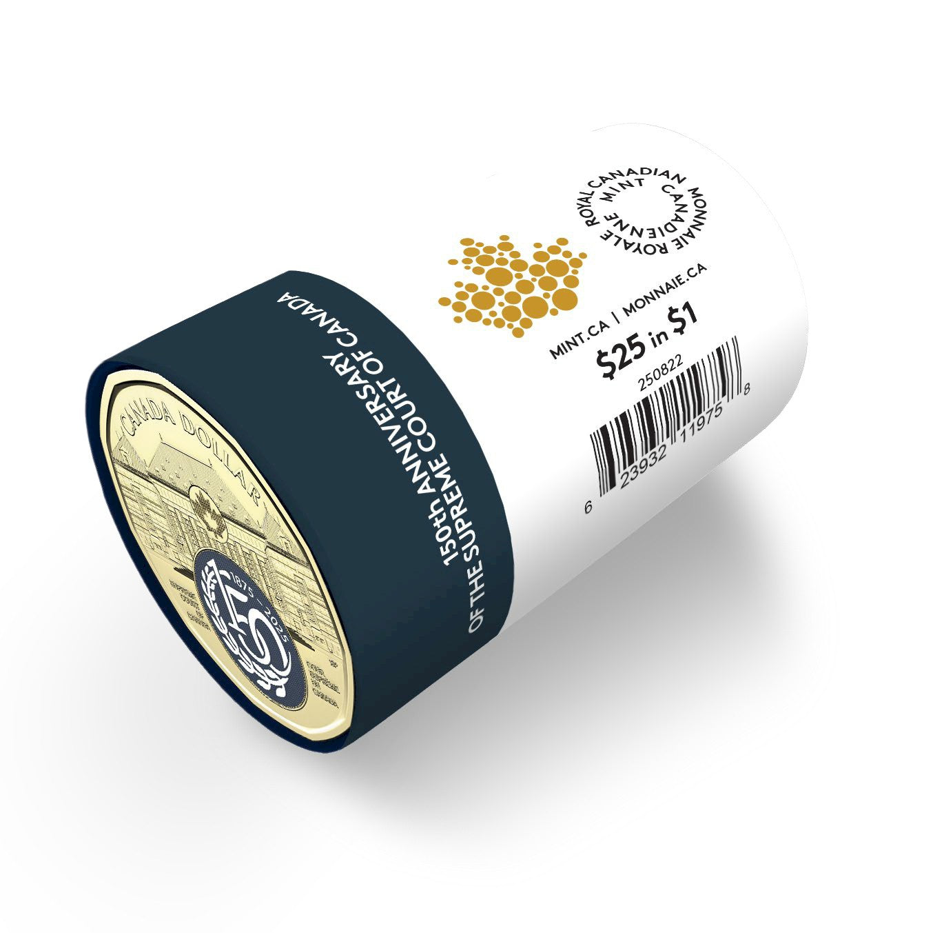 2025 Coloured 150th Anniversary of the Supreme Court of Canada $1 Special Wrap Roll of 25 pcs
