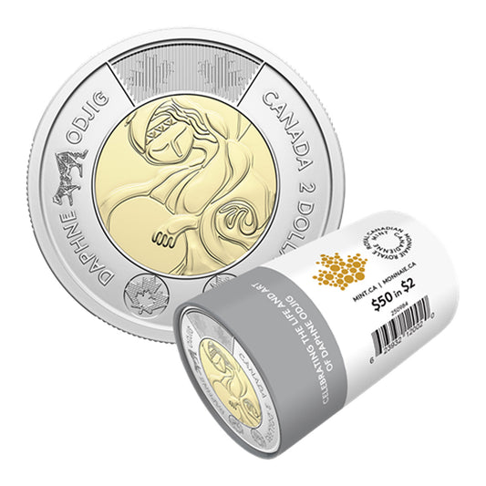 2025 Canada $2 Uncoloured Celebrating the Life and Art of Daphne Odjig Special Wrap Roll of 25pcs