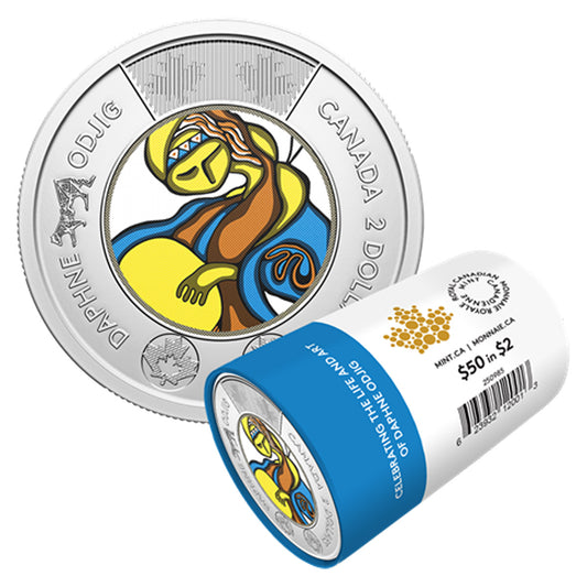 2025 Canada $2 Coloured Celebrating the Life and Art of Daphne Odjig Special Wrap Roll of 25pcs