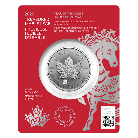 2026 Canada $5 Treasured Silver Maple Leaf: Year of the Horse Privy (Premium Bullion) Pure Silver (No Tax)