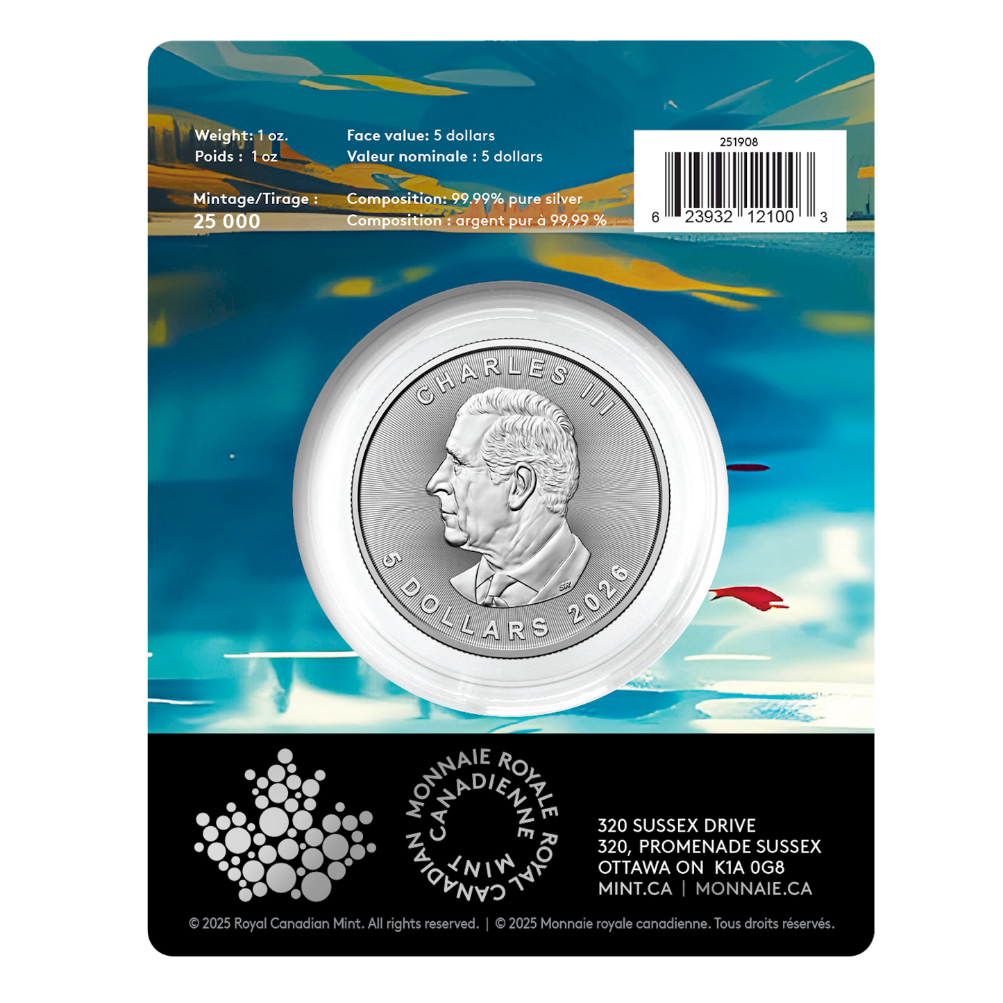 2026 Canada $5 Treasured Silver Maple Leaf: Celebration Privy (Premium Bullion) Pure Silver (No Tax)
