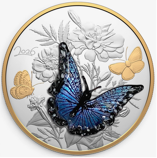 (Pre-Order) 2026 Canada $125 Murano Silvery Blue Butterfly Fine Silver Coin