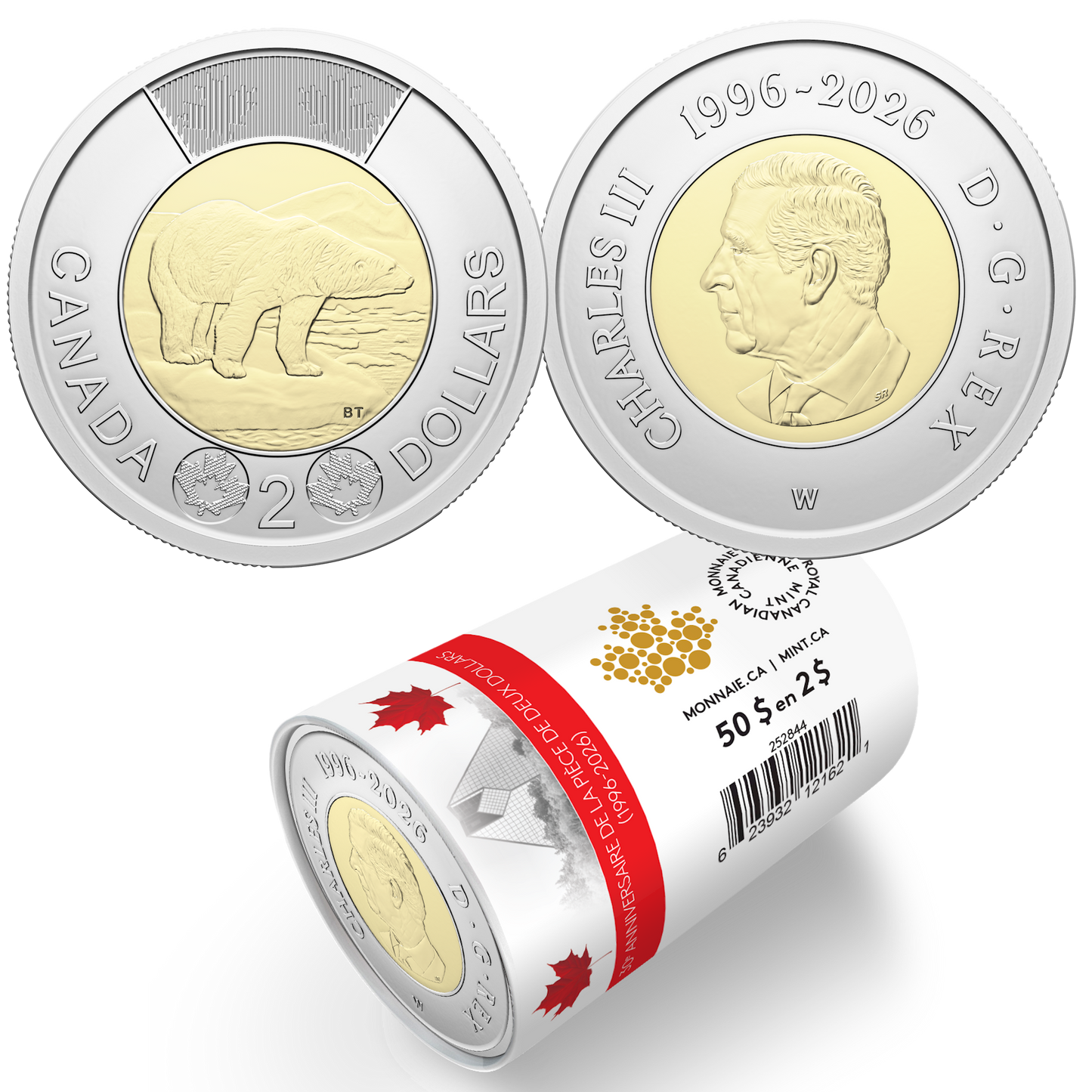 2026 Canada $2 30th Anniversary of the Toonie Collector's Edition Non-Circulation Special Wrap Roll of 25pcs