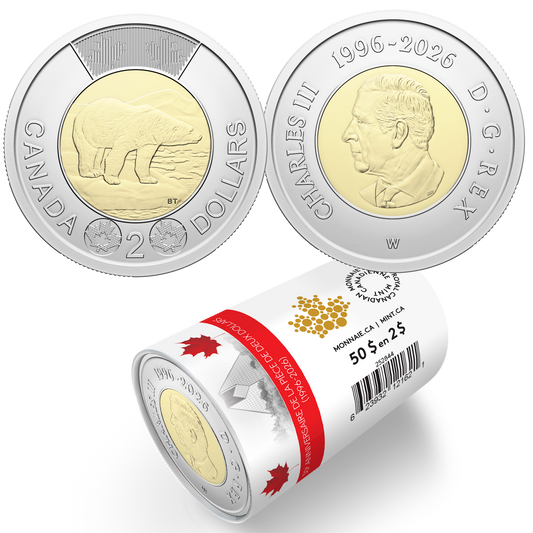 2026 Canada $2 30th Anniversary of the Toonie Collector's Edition Non-Circulation Special Wrap Roll of 25pcs