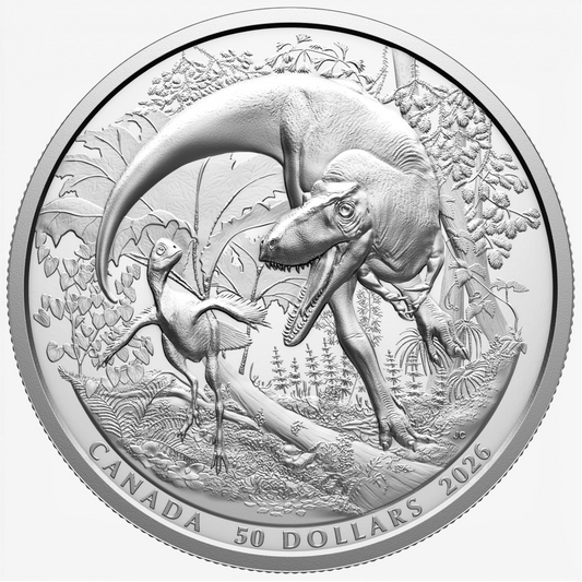 2026 $50 Exceptional Discoveries - Dinosaurs of Canada Mintlab Fine Silver Coin (No Tax)