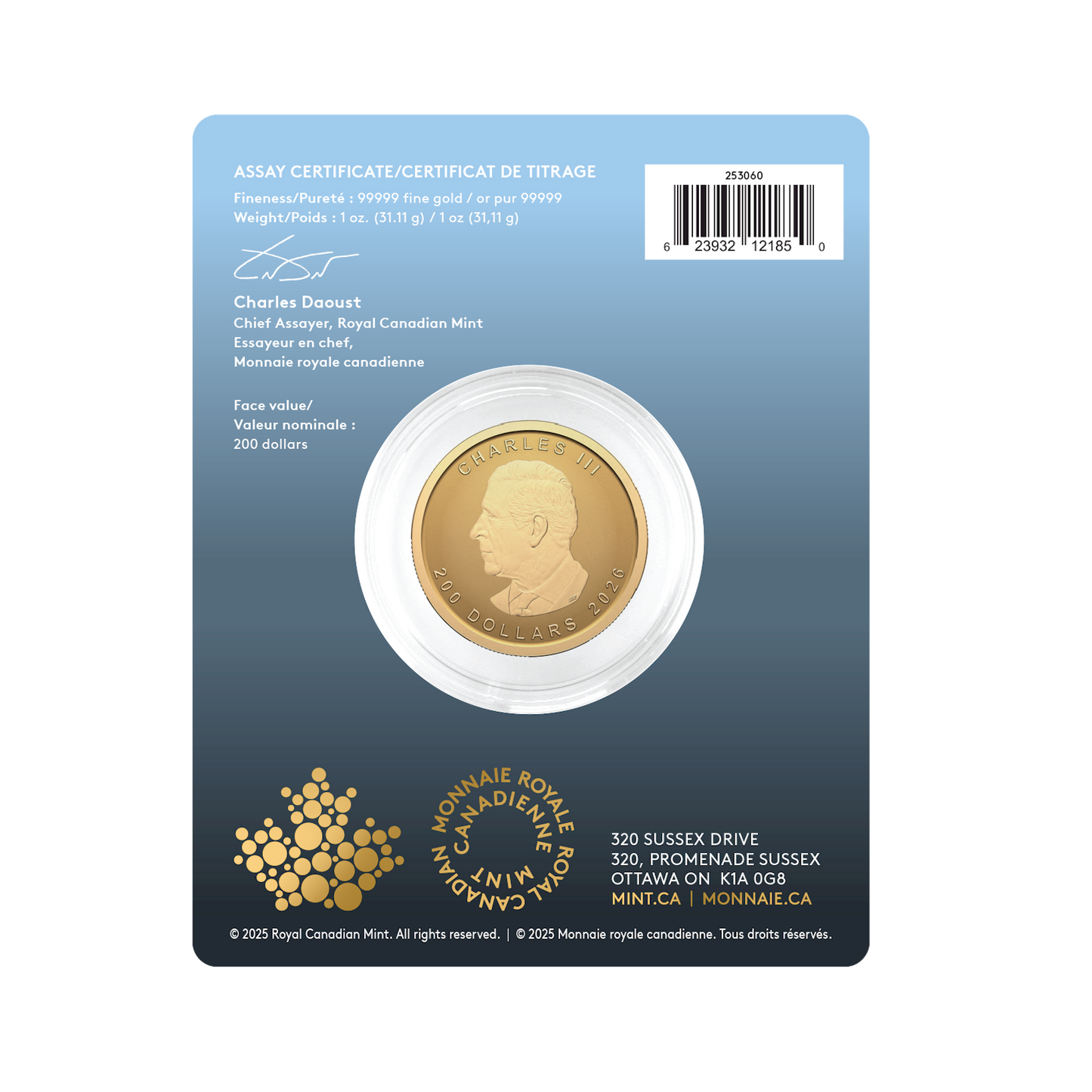 2026 Canada $200 Our Purest Bison 1 oz. 99.999% Pure Gold (No Tax)
