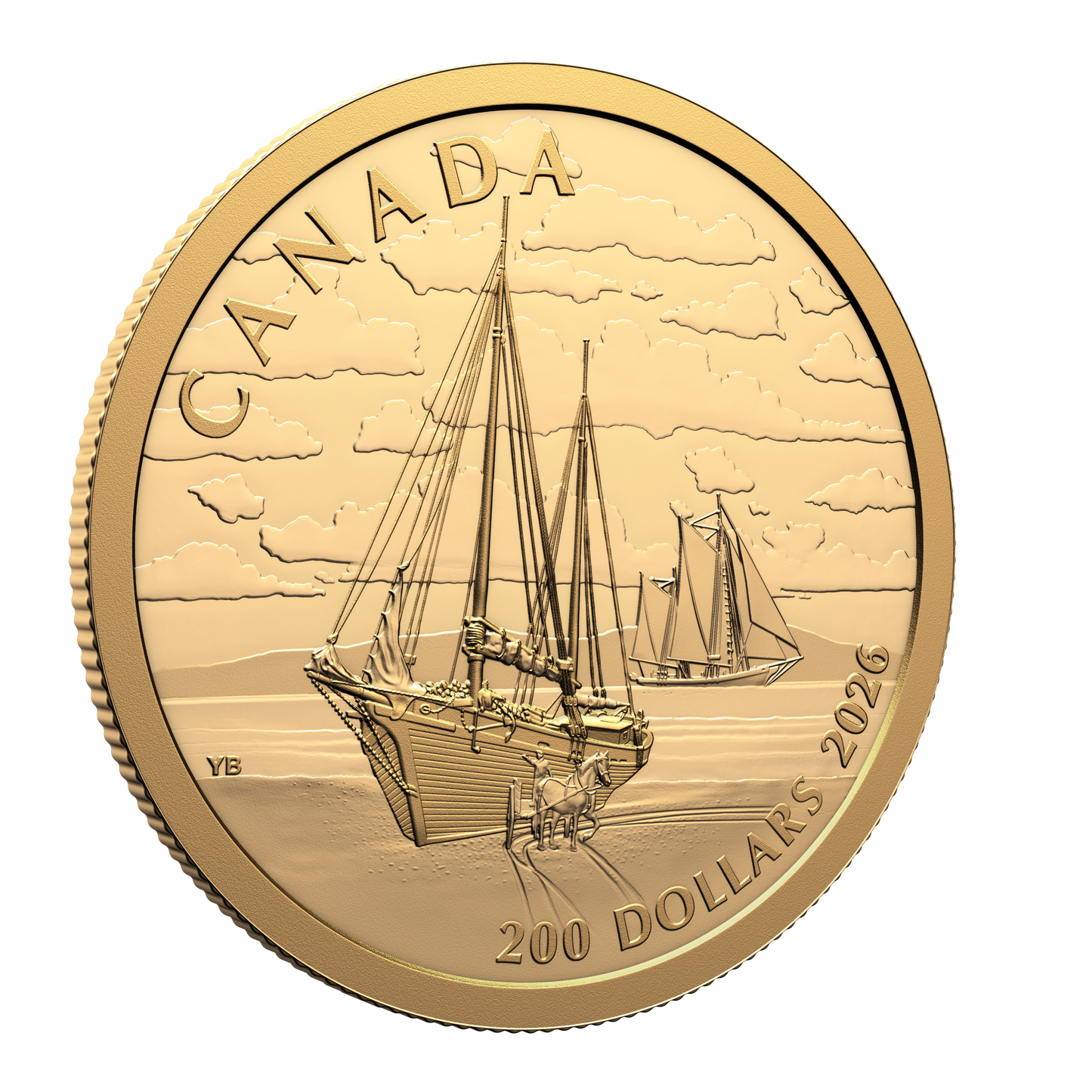 2026 Canada $200 Tall Ships: Ketch Rig 1/2oz. Pure Gold Coin (No Tax)