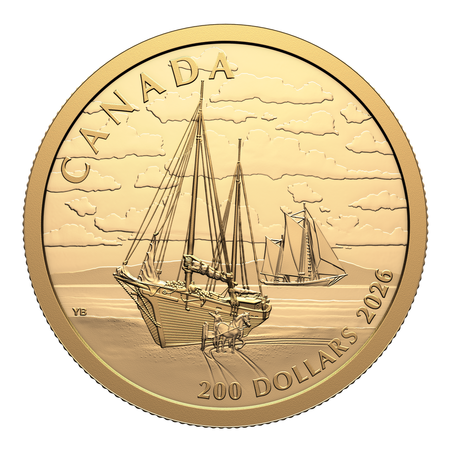 2026 Canada $200 Tall Ships: Ketch Rig 1/2oz. Pure Gold Coin (No Tax)