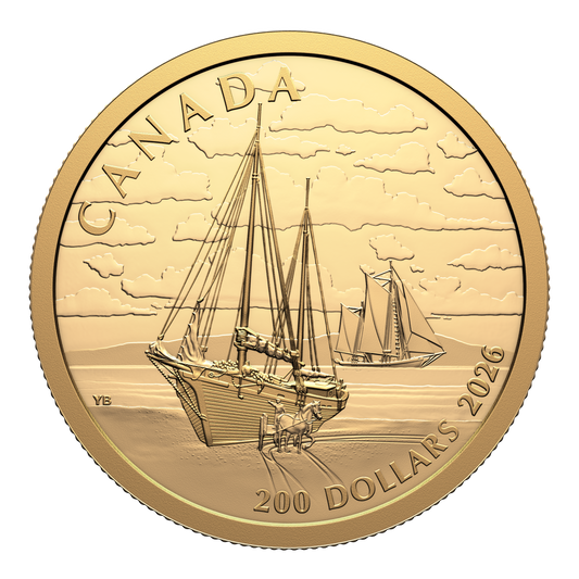 2026 Canada $200 Tall Ships: Ketch Rig 1/2oz. Pure Gold Coin (No Tax)