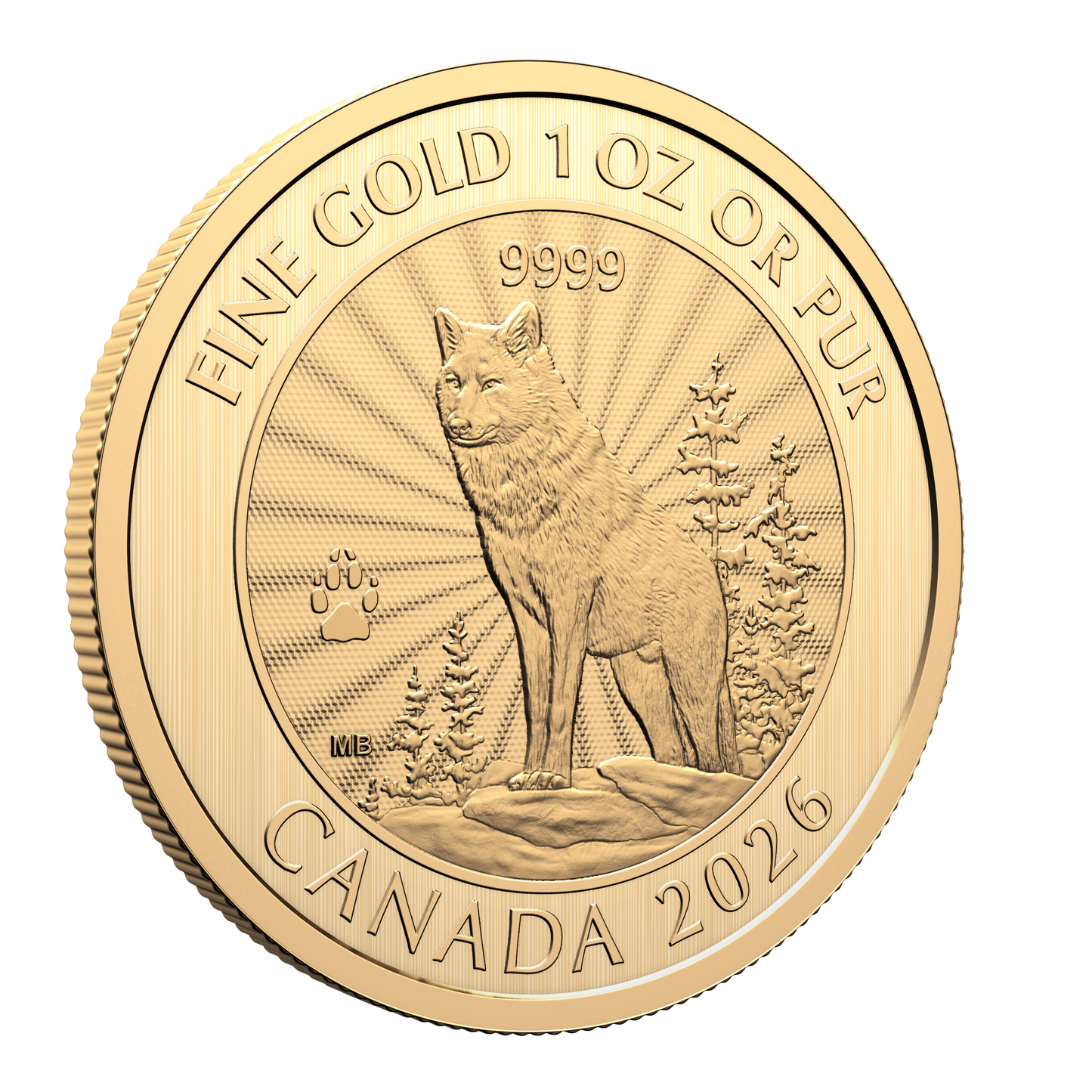 2026 Canada $50 Premium Bullion: The Majestic Wolf 1oz. Pure Gold Coin (No Tax)