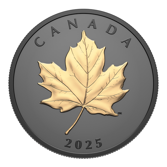 2025 Canada $20 Gilded Elegant Maple Leaf Fine Silver (No Tax)