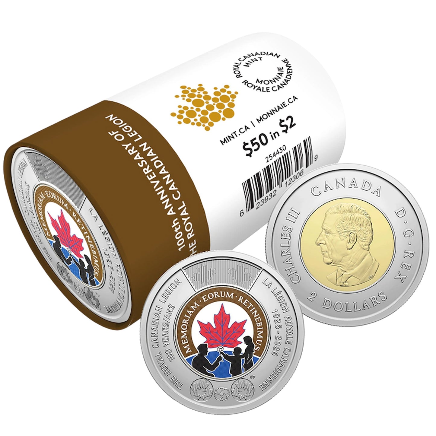 2026 $2 100th Anniversary of the Royal Canadian Legion Special Wrapped Roll Box Set