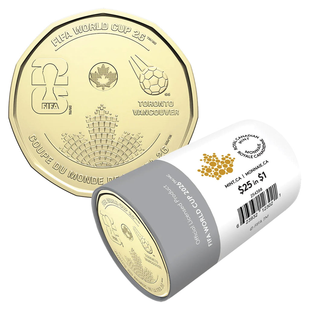 (Pre-Order) 2026 Non-colourized Canada $1 FIFA World Cup 2026TM/MC Special Wrapped Roll of 25 pcs