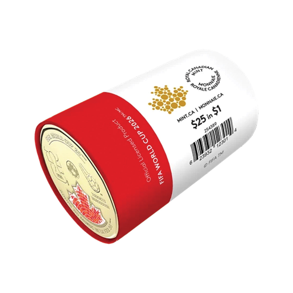 (Pre-Order) 2026 Colourized Canada $1 FIFA World Cup 2026TM/MC Special Wrapped Roll of 25 pcs