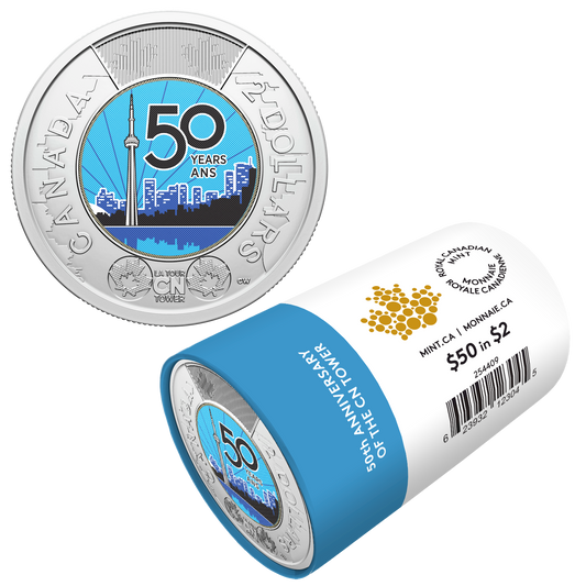 (Pre-Order) 2026 Canada $2 Coloured 50th Anniversary of the CN Tower Special Wrap Roll of 25pcs