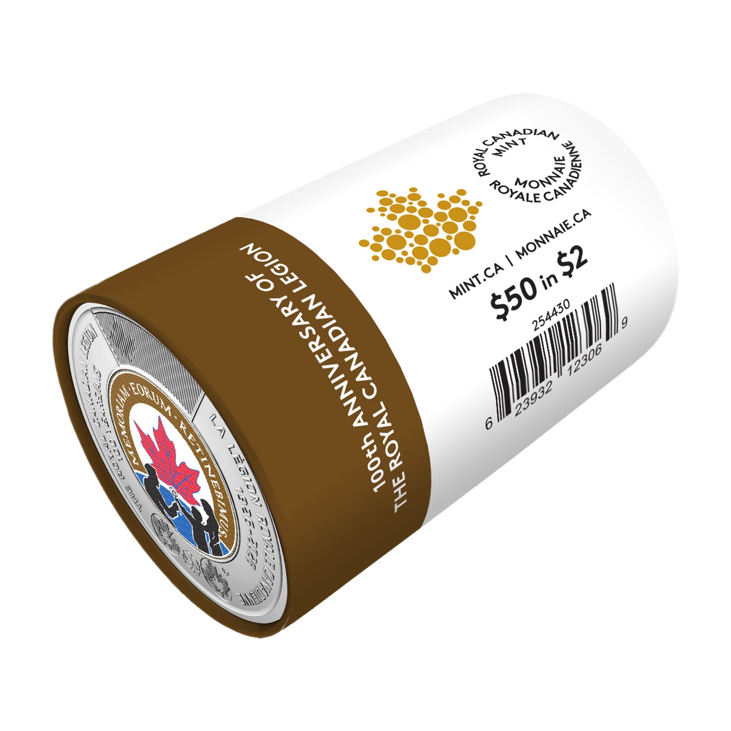 2026 $2 100th Anniversary of the Royal Canadian Legion Colourized Special Wrapped Roll of 25pcs