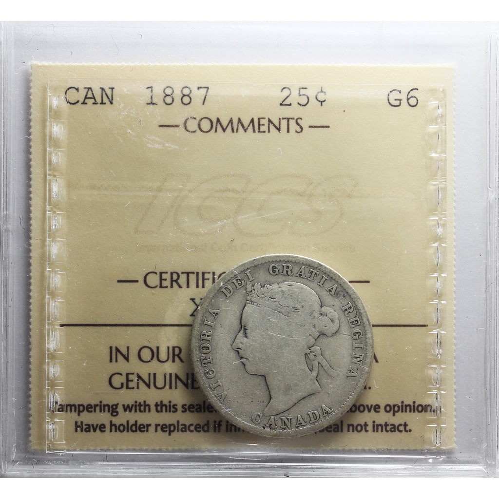 1887 Canada 25-cents ICCS Certified G6