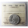 1916 Canada 25-cents ICCS Certified AU55