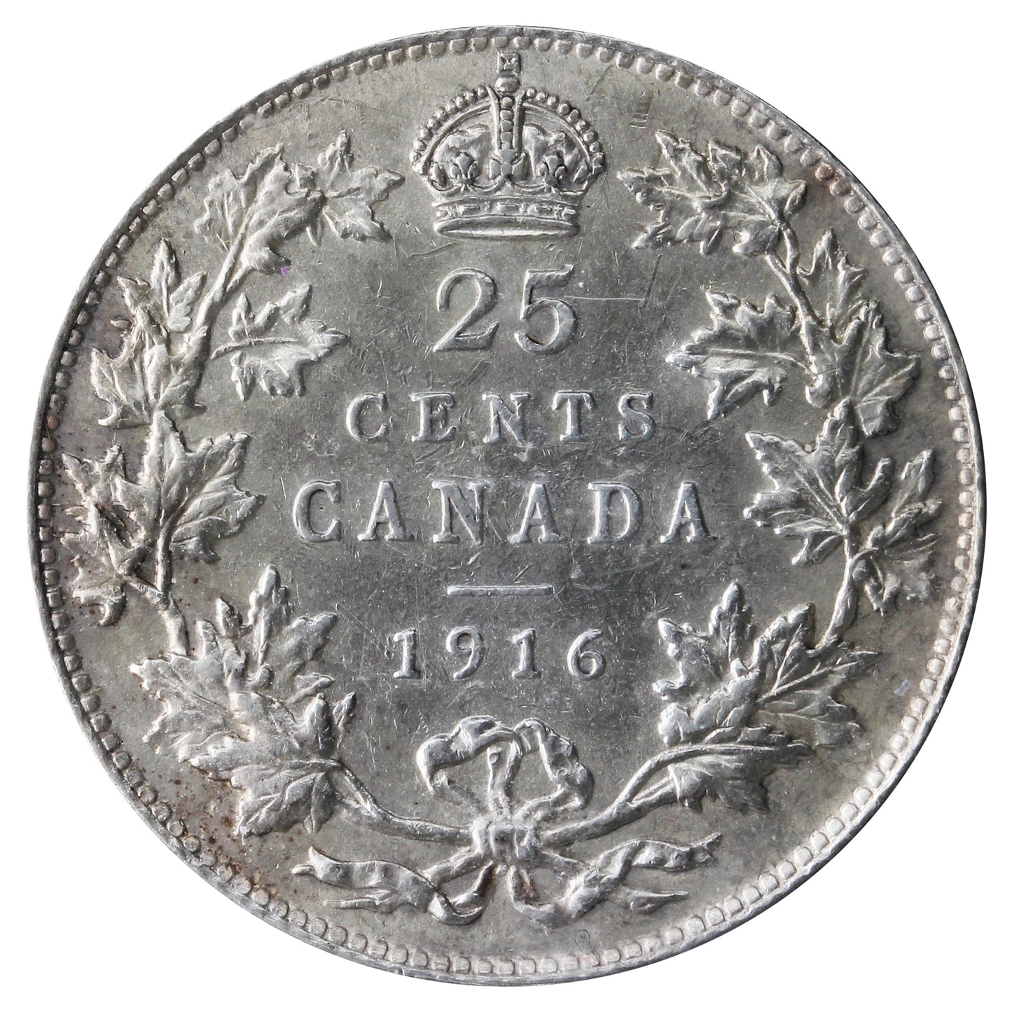 1916 Canada 25-cents ICCS Certified AU55