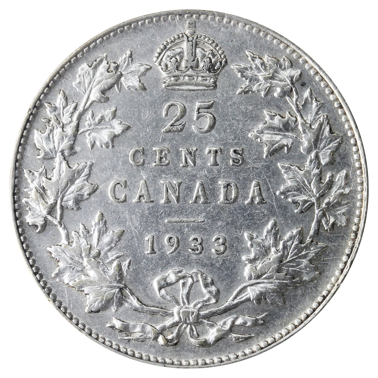 1933 Canada 25-cents ICCS Certified EF45