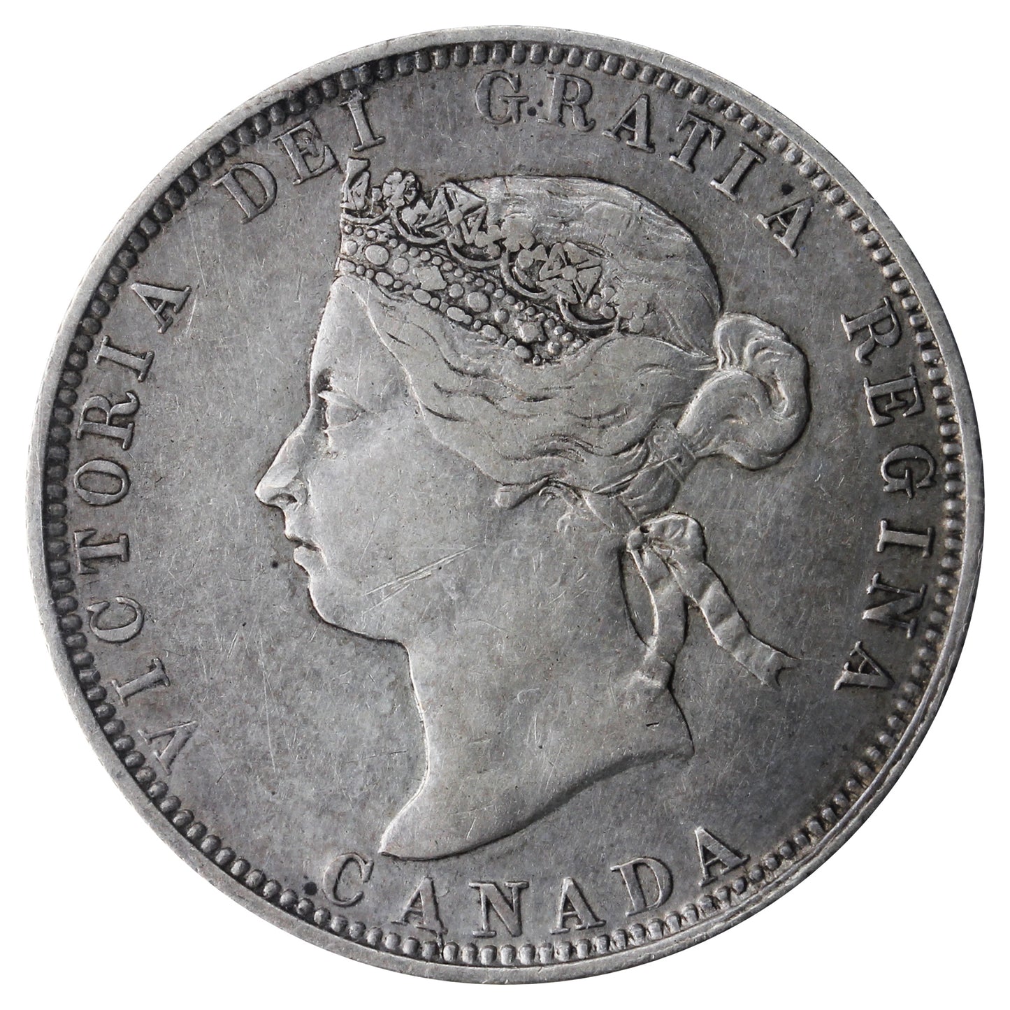 1886 Short Bough Ends, Obv. 4 Canada 25-cents ICCS Certified F15
