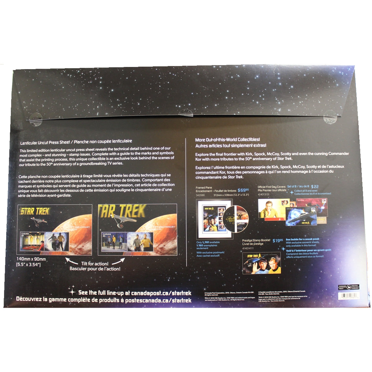 Star Trek Lenticular Canada Post Stamp Set. Only 2000 made!
