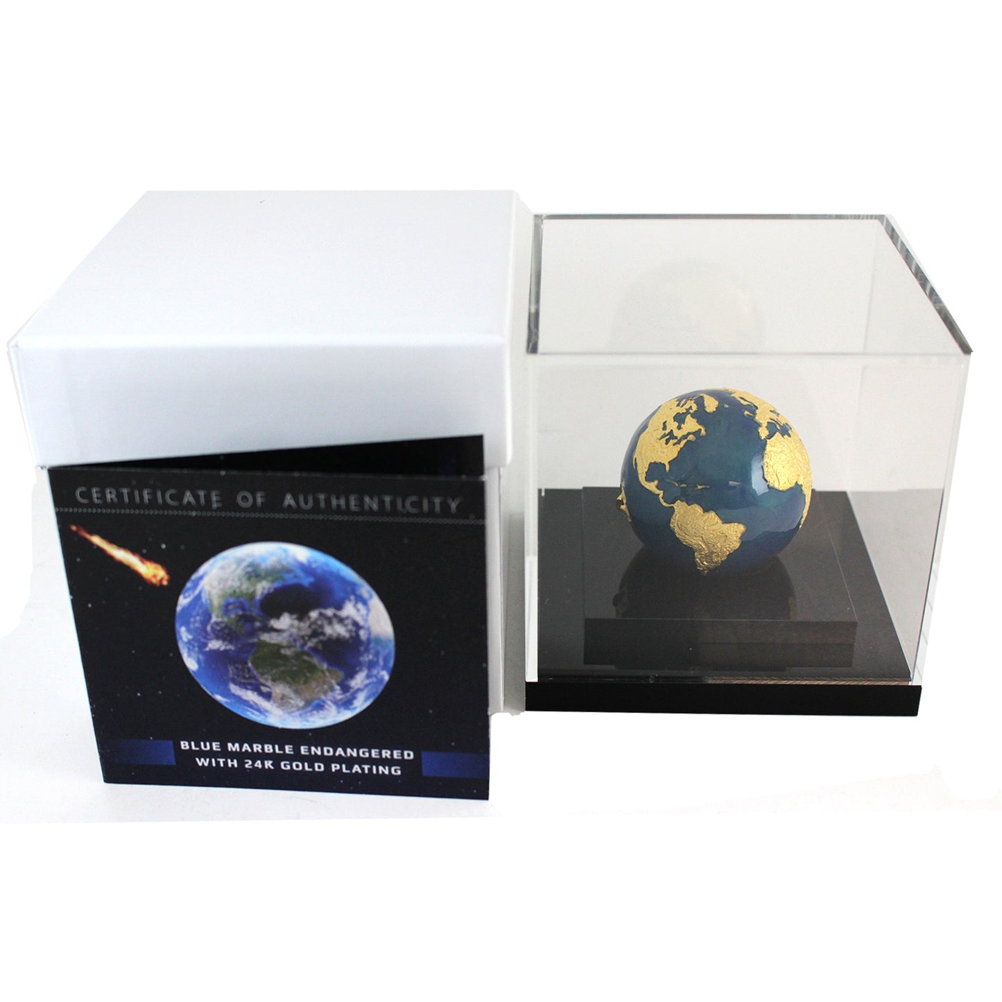 Barbados 2022 $5 Blue Marble Endangered Earth Gold-plated Fine Silver with Meteorite