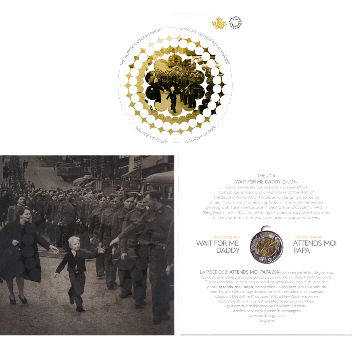 2014 Canada Wait for Me, Daddy, Two Dollar Coin in Folder (Folder may have light wear)