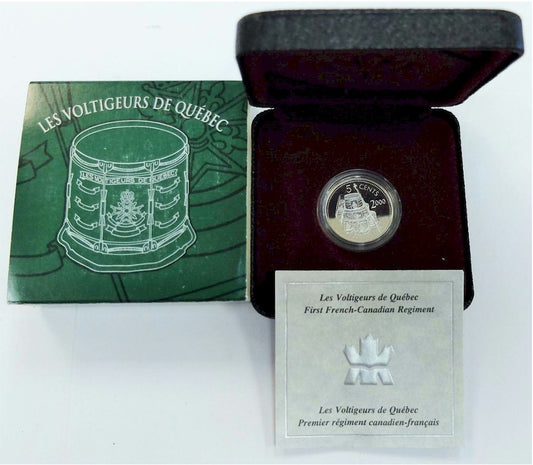 2000 Canada 5-cent Voltigeurs Military Sterling Silver with box