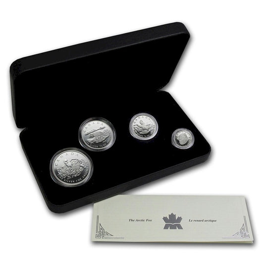 2004 Canada Arctic Fox .9999 Silver 4-coin Fractional Set (No Tax) Wear On Outer Sleeve