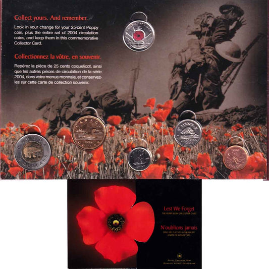 2004 Remembrance Day Lest We Forget Collector Card w/ Poppy 25ct - FULL (Light wear)