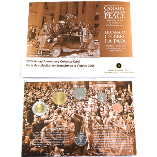 2005 Canada VE-Day Victory Anniversary Collector Card w/ Victory 5cts (Full) Light Wear