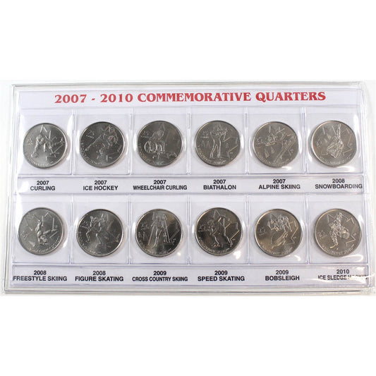 2007-2010 Canada Olympics 25-cent Small Sleeve with Coins (lightly toned)