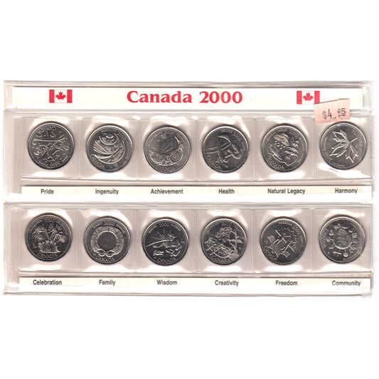 2000 Millennium 12-coin 25ct set in plastic sleeve.