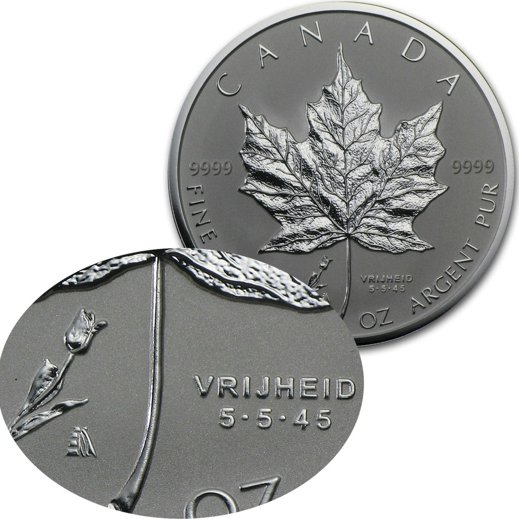 2005 Canada $5 Privy Mark Tulip 1oz. Silver Maple Leaf (TAX Exempt)