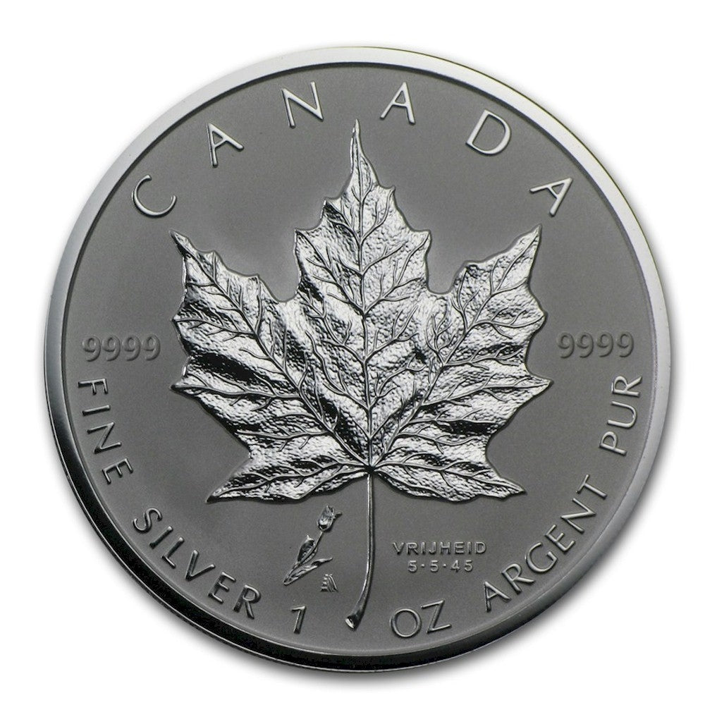 2005 Canada $5 Privy Mark Tulip 1oz. Silver Maple Leaf (TAX Exempt)