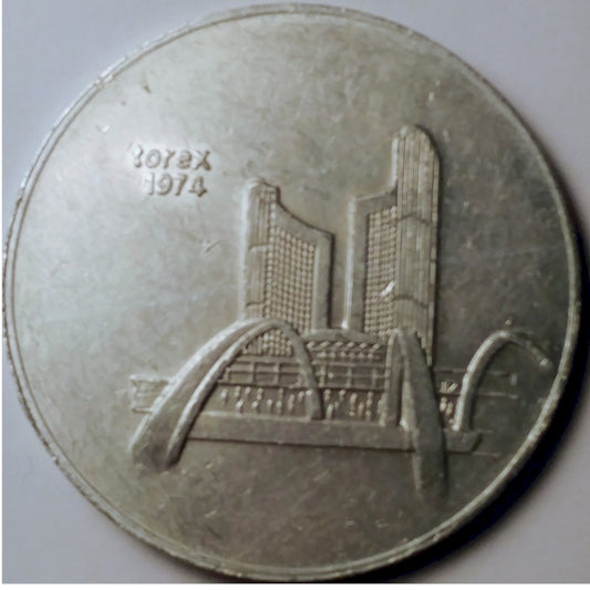 1974 Torex Coin, Stamp, Antique News Medallion (Scratched)