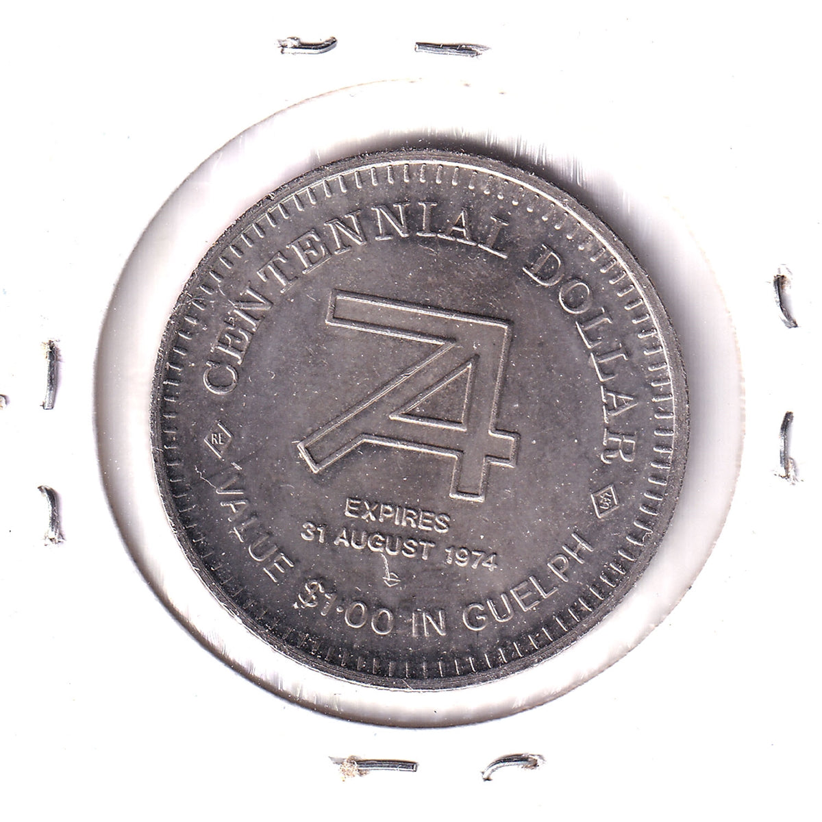 1974 Guelph, ON, Centennial Dollar Trade Token: Ontario Agricultural College