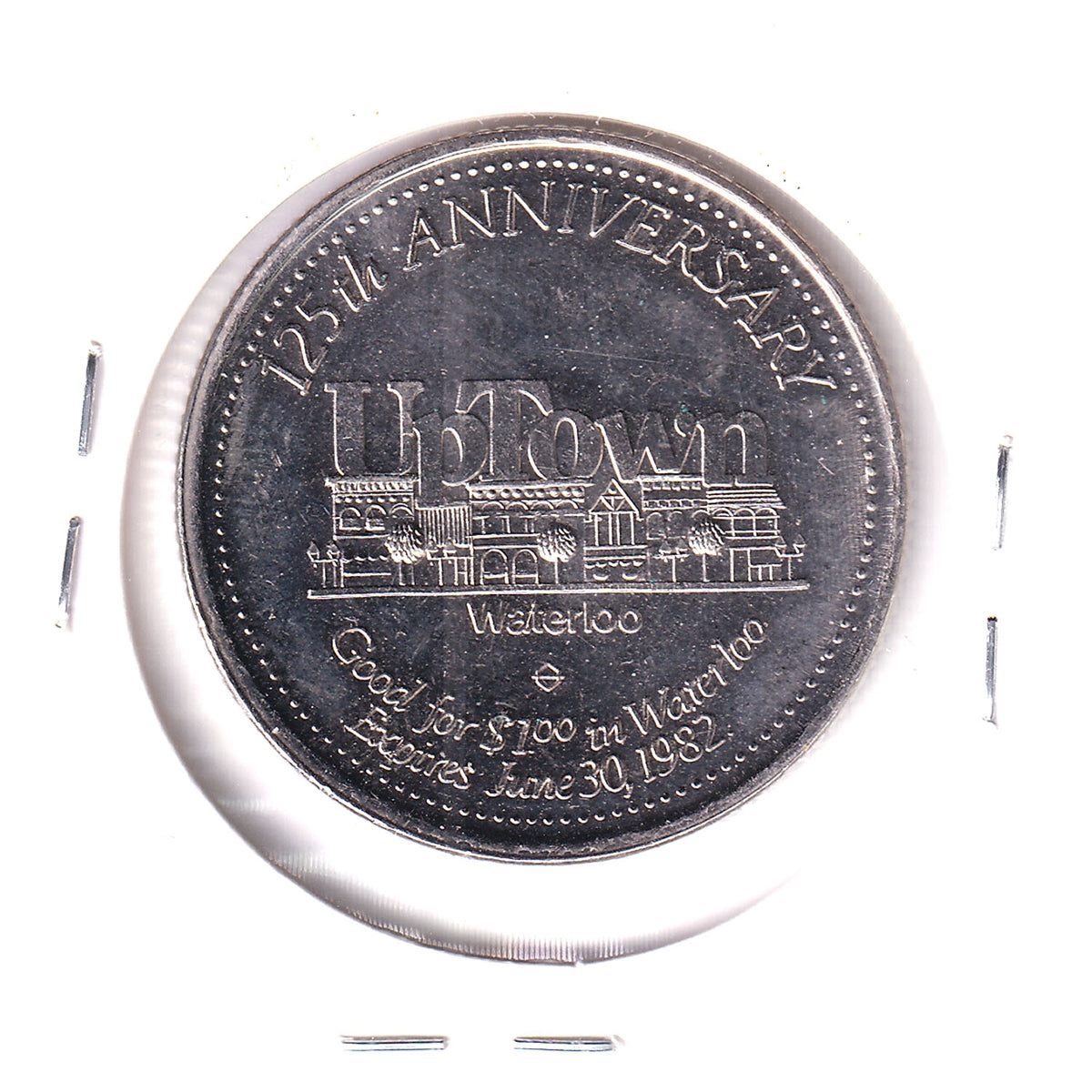 1982 Waterloo, ON, 125th Anniversary Trade Dollar Token