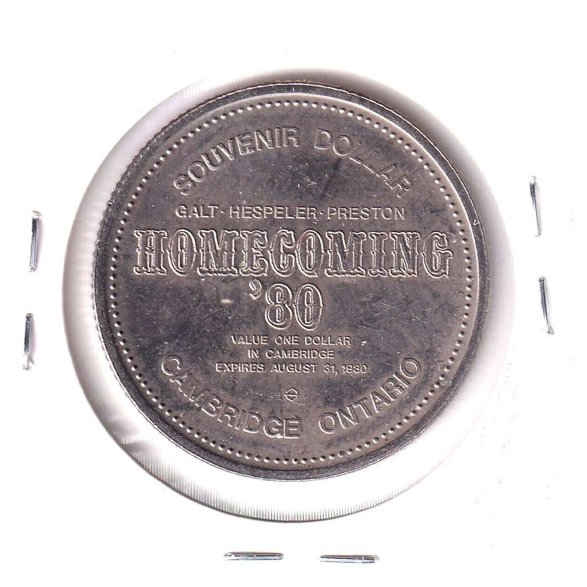 1980 Cambridge, ON, Trade Dollar Token: Homecoming '80
