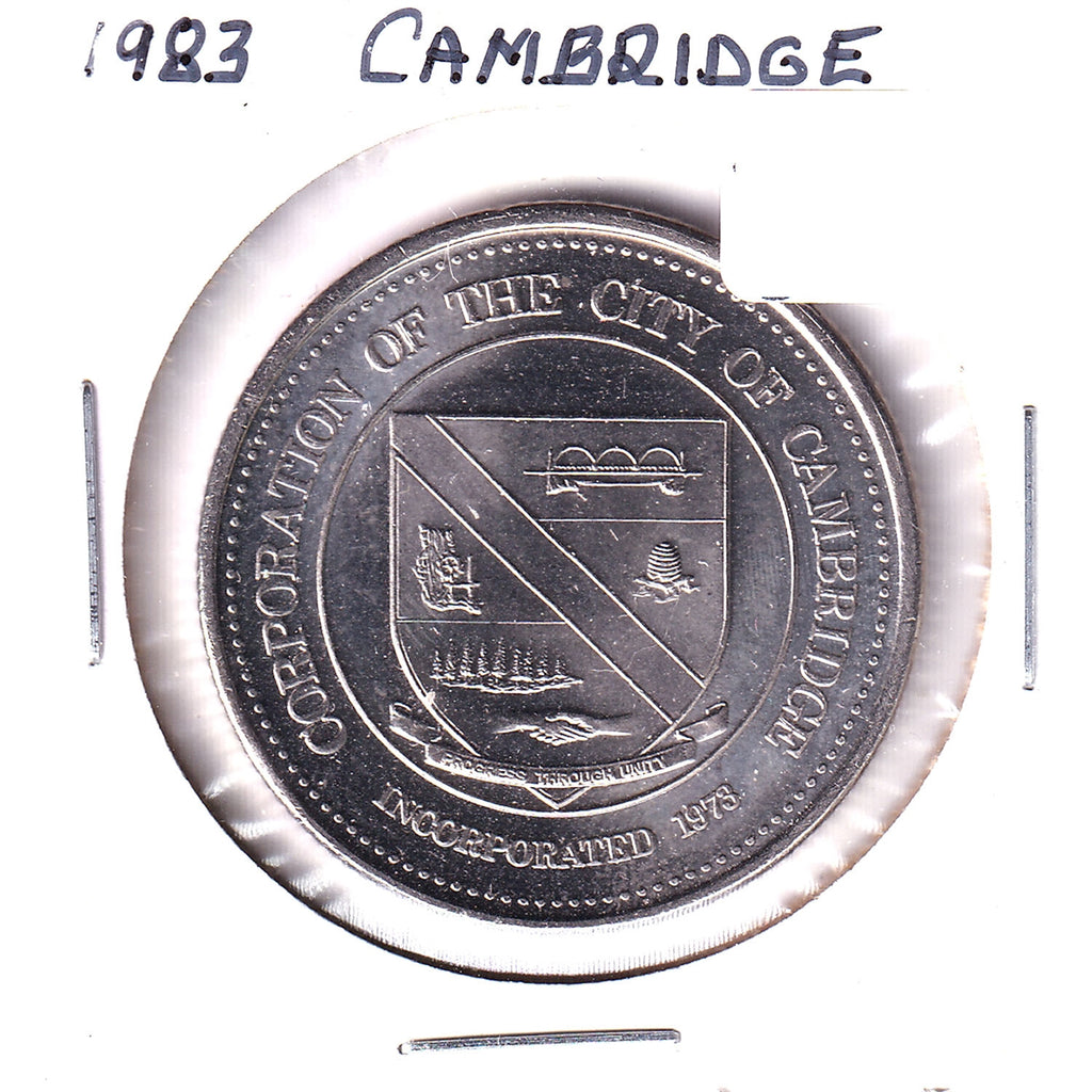 1983 Cambridge, ON, 10th Anniversary of Incorporation Trade Dollar Token w/Bagpiper