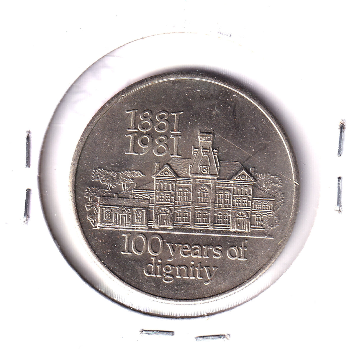 1881-1981 County of Dufferin Centennial Trade Dollar Token (Spots/Corrosion)