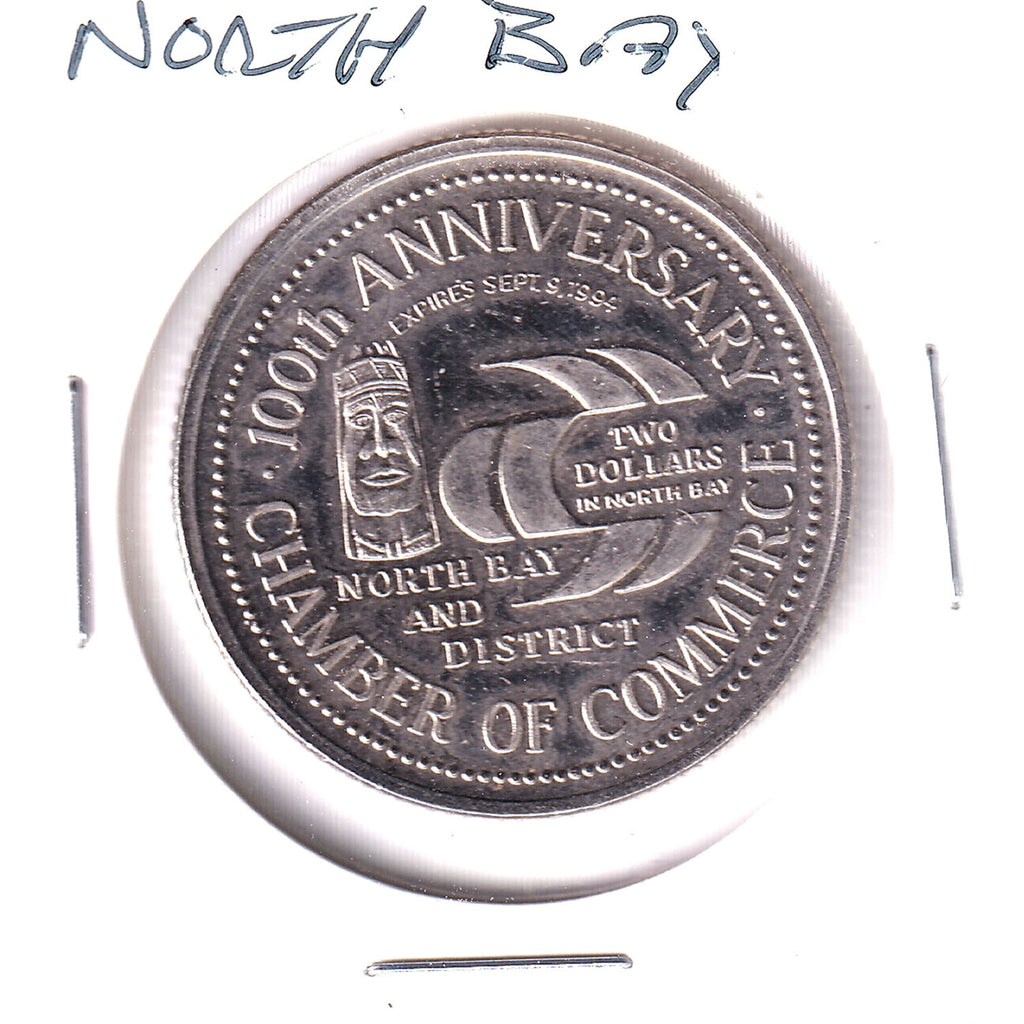 1994 North Bay, ON, 100th Anniversary $2 Trade Token: 22 Wing 50th Anniversary