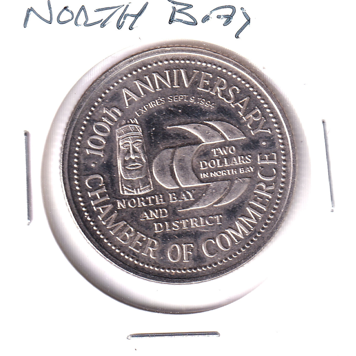 1994 North Bay, ON, 100th Anniversary $2 Trade Token: 22 Wing 50th Anniversary